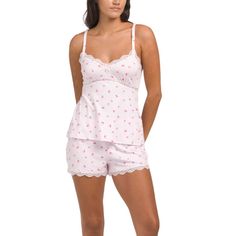 Brand New Color: Pink Multi 2 Piece Set Includes Camisole With Adjustable Shoulder Straps And Matching Shorts, Fabric Provides Stretch, Printed, Lace Trim Detail Pull On Polyester/Spandex Imported Machine Wash Shorts Pajama Set, Cute Pjs, Sleepwear & Loungewear, Short Pajama Set, Pajama Shorts, Laura Ashley, Trim Detail, 2 Piece Set, Polyester Spandex