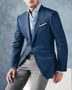 Blue Sport Coat Outfit, Sport Coat Outfit, Blue Sport Coat, Men Suits Wedding, Tailor Made Suits, Mens Business Casual, Light Blue Dress Shirt