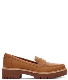 TOMS Cara Penny Keeper Lug Sole Loafers | Dillard's Round Toe Moccasins With Lug Sole For Work, Brown Moccasins With Lug Sole And Round Toe, Workwear Moccasins With Lug Sole And Almond Toe, Workwear Moccasins With Lug Sole And Flat Heel, Workwear Moccasins With Lug Sole, Leather Flat Loafers With Lug Sole, Workwear Moccasins With Textured Sole And Almond Toe, Workwear Almond Toe Moccasins With Textured Sole, Textured Sole Round Toe Work Moccasins