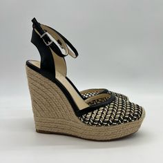 Jessica Simpson Zestah Espadrille Wedge Sandal Size 8 New Without Tag/Box This Espadrille Wedge Sandal Is The Perfect Shoe For Spring And Summer. Easily Goes From Day To Night. Heel Height - 4.75" Platform - 1" Shoe Width - Medium Buckle Closure Espadrille Wedge Upper - Synthetic, Sole - Synthetic Rubber Spot Clean Imported Black Straw Heels For Spring, Spring Black Straw Heels, Black Espadrille-style Wedge Sandals With Platform, Black Espadrille Platform Wedge Sandals, Black Straw Wedge Sandals With Platform, Black Straw Platform Wedge Sandals, Black Open Toe Wedge Sandals With Straw Material, Black Open Toe Straw Wedge Sandals, Black Straw Open Toe Wedge Sandals