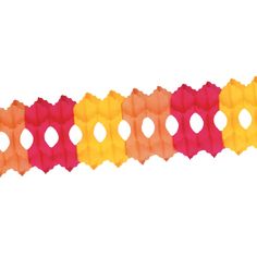 an orange, yellow and pink object with holes in it