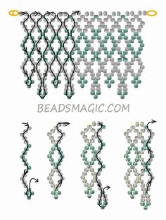 the structure of beads is shown in three different stages, including one beading pattern