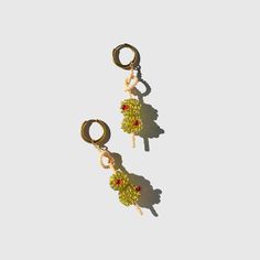 DIRTY OLIVE EARRINGS Olive Earrings, Spanish Queen, Golden Beets, Japanese Beads, Buy List, Beading Tutorials, Single Earring, Fruit Basket, Gold Hoops