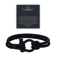 PRICES MAY VARY. 【FASHION DESIGN】A black rope bracelet with a black stainless steel horseshoe buckle，fashion design inspires your son's confidence and keeps your son at the forefront of fashion 【BRACELET SIZE】Rope Length:8.28 inch;Rope Thickness:0.2 inch 【UNIQUE MEANING】This bracelet is a gift for boys with inspiring gift ideas. This black stainless steel horseshoe buckle symbolizes the boy's will to be indestructible,this bracelet can enhance the boy's sense of faith. 【MATERIAL】We chose high qu Durable Black Wristband Gift, Black Bracelet For Birthday Gift, Black Bracelets As Birthday Gift, Black Bracelet For Mother's Day Birthday Gift, Personalized Black Wristband For Father's Day, Personalized Black Bracelets For Mother's Day, Adjustable Black Wristband For Birthday Gift, Adjustable Black Wristband As Birthday Gift, Adjustable Black Wristband