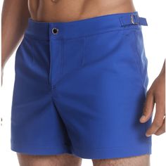 Our classic Hudson shorts give you a modern, slim-fit with short rises - perfect for a tailored look. We live your values by sourcing sustainable certified organic cotton for this collection (Better Cotton Initiative).   BCI is spun from organic cotton yarns and comes from one of the world's top cotton suppliers, known for their commitment to clean chemistry, water stewardship and protecting the natural environment. Machine or hand wash in cool water. Do not bleach. Tumble dry.  Product Details: Royal Blue Tailored modern fit, short rise, 5” inseam Adjustable engraved buckles at waistband Front zipper, engraved snap at front closure Front slit pockets Back welt pocket Back hanger loop and side slits 96% BCI Organic US Cotton, 4% Spandex  Made in New York City Fitted Bermuda Shorts With Welt Pockets For Summer, Classic Fitted Bermuda Shorts With Welt Pockets, Classic Summer Shorts With Straight Hem, Classic Fitted Bermuda Shorts, Slim Fit Bottoms With Straight Hem For Summer, Fitted Cotton Bermuda Shorts With Belt Loops, Classic Fitted Bermuda Shorts For Summer, Fitted Classic Bermuda Shorts For Summer, Fitted Shorts With Straight Hem For Spring