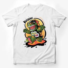 Funny Sushi Monster T-Shirt, Quirky Foodie Graphic Tee, Unique Sushi Lover Gift, Trendy Dinosaur Print Shirt Male T-Shirt Custom graphic T-Shirt.Customize your color Sushi Monster, Text Tee, Shirt Female, Casual Summer Shirts, Friends Shirt, Art Shirts, Pride Shirts, Male T Shirt, Dinosaur Print