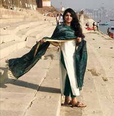 ✨ . . . #ethnicvibes #ganaghat #yellow #varanasi #banaras #ghat #boatride #earlymorning #spiritual #green #ethnic #goodvibes #travel… Cotton Salwar Suit, Indian Kurti Designs, Designer Punjabi Suits, Salwar Dress, Shilpa Shetty, Simple Kurta Designs, Salwar Designs, Casual Indian Fashion