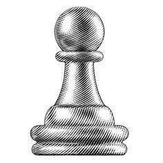 a black and white drawing of a chess piece