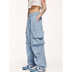 Unisex Large Pocket Wide-Leg Cargo Pants Material: 100%Polyester Size: S, M, L, XL Color: Wine Red, Light Yellow, Light Blue Applicable Scene: Leisure, Daily, Vacation High Waist Blue Pants With Multiple Pockets, Blue High Waist Pants With Multiple Pockets, Blue Bottoms With Multiple Pockets, Blue Baggy Pants With Multiple Pockets, High Waist Blue Parachute Pants With Pockets, Blue High-waist Parachute Pants With Pockets, Blue Baggy Parachute Pants With Pockets, Baggy Blue Bottoms With Multiple Pockets, Blue Baggy Bottoms With Multiple Pockets