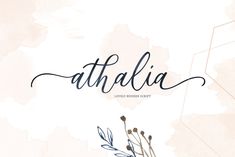 the word atheia written in cursive writing on a watercolor background