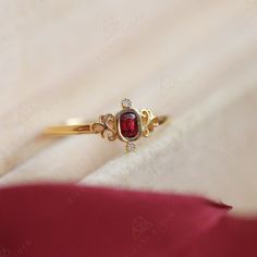 Wicked Clothing, Red Diamond Ring, Custom Gemstone Rings, Rings Cute, Pinky Rings, Red Spinel, Diamond Color Grade, Red Diamond, Ring Dainty