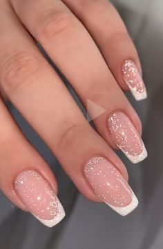 Formal Nails, French Tip Acrylic Nails, Classy Acrylic Nails, Makijaż Smokey Eye, Sparkle Nails, Homecoming Nails