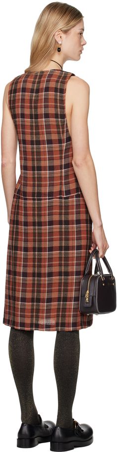 Viscose- and wool-blend flannel dress. Plaid pattern throughout. · Y-neck · Button closure · Mock flap pockets · Inverted box pleats at front hem · Full satin lining Supplier color: Marmalade multi Classic Plaid Dress For Work In Fall, Classic Knee-length Plaid Dress, Plaid Cotton Sleeveless Dress, Luxury Plaid Cotton Dress, Plaid Slip Dress, Plaid Cotton Button-up Dress, Plaid Cotton Button-up Shirt Dress, Flannel Dress, Flannel Women