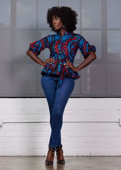 Kitenge Shirts, African Gold, Red Tiles, Tiny Bird, African Inspired Fashion, Tile Print, Ankara Fabric, Peplum Blouse, Shirts Women