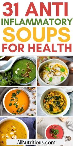 the cover of 31 anti - inflammattory soups for health book