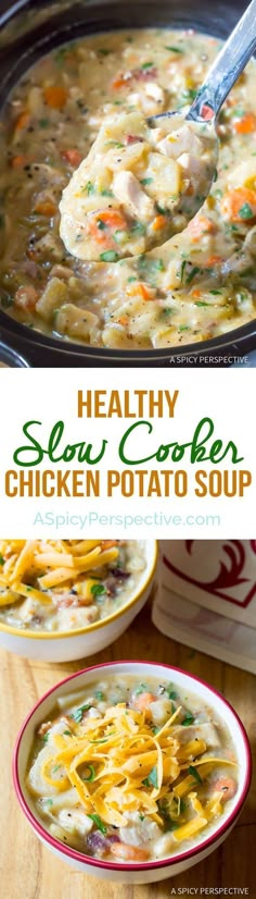 healthy slow cooker chicken potato soup is an easy and delicious dinner that's ready in under 30 minutes