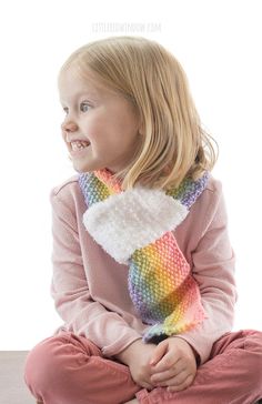 Kids Scarf Knitting Pattern, Loop Scarf Pattern, Toddler Scarf, Baby Bow Hats, Newborn Girl Hat, Scarf Knitting Pattern, Colorful Knit, Pattern Rainbow, Crochet Kids Hats