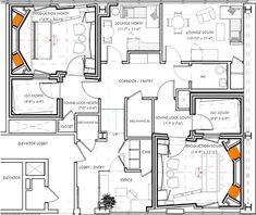 the floor plan for an apartment with two bedroom and one bathroom, including a living room