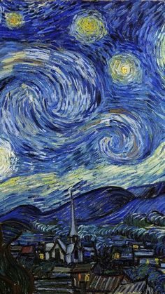 the starry night is shown in this painting