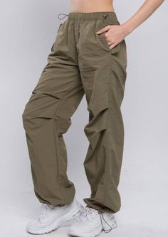 mabel love boutique Baggy Parachute Pants, Olive Shell, Cargo Design, Fresh Kicks, Love Style, Activewear Sets, Pants Large, Asymmetrical Tops, Denim Jumpsuit