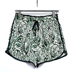 Zara New Paisley Silky High Rise Satin Effect Green Dressy Shorts Size Xs Item Is New Without Tags 100% Viscose (Silky/Satiny Feel) Emerald Green/White Paisley Print Green Piping Trim Side Pockets Elasticized Waistband Beaded Drawstring At Waist Flat Measurements: 13.5” Across The Waist (Stretches To 16” Across), 12.5” Rise, 3” Inseam Summer, Spring, Beachy, Coastal, Contemporary, Festival, Colorful Casual Paisley Print Bottoms For Day Out, Summer White Bottoms With Paisley Print, White Casual Bottoms With Paisley Print, Casual White Bottoms With Paisley Print, Stretch Paisley Print Bottoms For Summer, Green Paisley Print Bottoms, Green Paisley Print Bottoms For Summer, Summer Green Paisley Print Bottoms, Green Paisley Print Bottoms For Spring