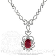 Formal Red Diamond Necklace With 17 Jewels, Red Gemstone Diamond Necklace For Formal Occasions, Elegant White Gold Ruby Necklace, Formal Red Gemstone Diamond Necklace, Dazzling Platinum Oval Necklaces, Formal Red Diamond Necklace, Elegant Ruby Oval Pendant Necklace, Elegant Ruby Necklace With Oval Pendant, Luxury Red Ruby Diamond Necklace