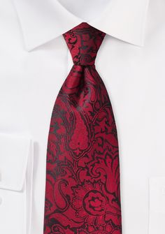 Introducing the Chili Red Floral Paisley Necktie, a fiery and captivating accessory that ignites your style with its bold presence. The vibrant chili red hue, adorned with intricate floral paisley patterns, creates a necktie that is both daring and refined. Whether you're shopping for men's suits or preparing for a wedding, this necktie commands attention and adds a touch of sizzling charm to any ensemble. Pair it with a sleek tuxedo for a formal affair or dress up a more casual outfit for a con Gala Night, Autumn Palette, Kids Ties, Classic Tuxedo, Bordeaux Color, Chili Red, Paisley Fabric, Paisley Tie, Tie Length