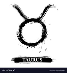 the zodiac sign tau is drawn in ink on a white background with black brush strokes