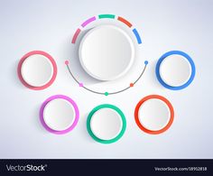 four circles with different colors and shapes on a white background, one circle has an empty space for the text