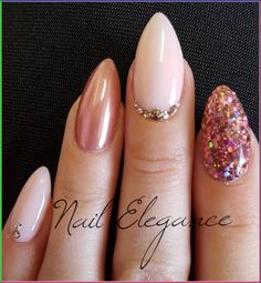 Rosetta is a pink hued rose gold chrome with a buttery consistency. Rosetta is part of the Chrome Jewel Collection. For tips and tricks on chrome application, click here 3g of product ** Please note this product is packaged in a 4g jar. The jar will NOT be full when you receive it** Photo credit @nicolettesnails, @insatiablenails, @for_the_love_of_nails33 Aesthetic Nails Glitter, Rose Gold And Black Nails, Nails Acrylic Aesthetic, European Nails, Gold And Black Nails, Black Nails Ideas, Acrylic Aesthetic, Gold Chrome Nails, Pink Chrome Nails