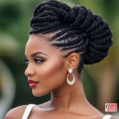 Braided Bridal Hairstyles Black Women, Braided Hair Updo Wedding, Black Updo Braid Hairstyles, Natural Hairstyles For Black Women Mohawk, Braids Bridal Hairstyles African, Locs Updo Styles, Braid Updo For Black Women, Locs Hair Styles, Quick Braided Hairstyles For Black Women