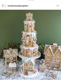 there is a large gingerbread cake on the table