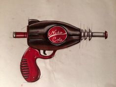 a drawing of a red and black blow dryer with the word coke on it