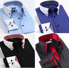 Mens High Collar Shirts, High Collar Shirts, Italian Shirts, Men's Dress Shirts, Italian Dress, Smart Casual Men, Double Collar, Mens Designer Shirts, Formal Shirt