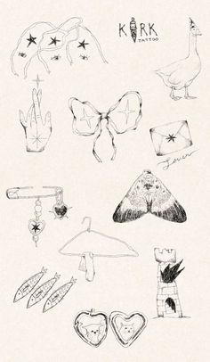 an image of various items drawn on paper