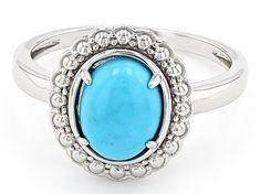 Pre-Owned 9x7mm Oval Sleeping Beauty Turquoise Rhodium Over Sterling Silver Ring. Measures Approximately 0.55"L x 0.47"W. Not Sizeable..  This product may be a customer return, vendor sample, or on-air display and is not in its originally manufactured condition.  It may not be new.  In some instances, these items are repackaged by JTV. Oval Turquoise Jewelry With Halo Setting, Turquoise Oval Jewelry With Halo Setting, Elegant Oval Turquoise Ring Nickel Free, Elegant Oval Nickel-free Turquoise Ring, Handmade Oval Turquoise Ring - Spiritual Style, Nickel-free Sterling Silver Turquoise Open Ring, Sleeping Beauty Turquoise Ring, Unique Nickel-free Sterling Silver Turquoise Ring, Sleeping Beauty Turquoise