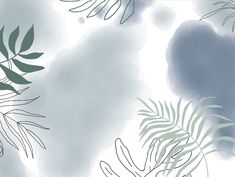 an image of some plants on a white and blue background with watercolor effect in the bottom right corner