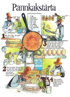 an advertisement for pankakstata showing people cooking and baking in the kitchen