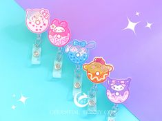 Add a little glitter and kawaii charm to your ID holders or work with these cute animal badge reels! ---DESCRIPTION--- 🌙 Clear/translucent badge reel base; diameter 1.25 inches with acrylic charm on front 🌙 Cord length 34 inches at longest extension  🌙 Made to order; there will be imperfections in color/print, I'm just human and can't be perfect sorry! There may be paint chipped in small areas. 🌙 Clip is an alligator clip and a swivel (clip opens on one end and swivels 360 degrees). Great for clipping on things it can pinch onto ---CARE INSTRUCTIONS--- 🌙 Handle with care, do not pull on reel rigorously/continuously as it may break with excessive pressure; acrylics can break or scratch if knocked on hard surfaces  🌙 Do not soak badge in alcohol or any harsh fluids, to clean wipe with Cute Pink Badge Reel For Birthday, Nursing Teacher Gifts, Kawaii Donut, Nurse Badges, Hospital Nurse, Nursing Teacher, Acrylic Charms, Glue Crafts, Paint Chips