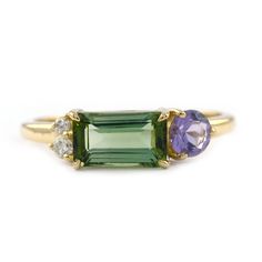 Horizontal Green Tourmaline Ring/ Natural Amethyst and Diamond Engagement Ring/ 14K Solid Gold Gemstone Ring/ Diamond Promise Ring For Her * SKU: SGR02306  * Made to Order * Gold Purity: 14K Solid Gold (stamped) * Custom Gold Color: Yellow, Rose, White Gold * Custom Gold Purity: 10K/14K/18K (Charges May Apply) * Diamond 100% Genuine Earth Mines Diamond * Diamond Weight: 0.05 Ct. * Diamond Color: G-H * Diamond Clarity: SI1 * Diamond Cut: Brilliant Cut (Excellent) * 100% Genuine Real Earth Mined G Green Amethyst Rings In Fine Jewelry Style, Green Amethyst Ring In 14k Gold, Diamond Promise Ring, Green Tourmaline Ring, Promise Ring For Her, Mother Rings, Diamond Promise Rings, Gold Gemstone Ring, Promise Rings For Her