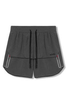 These water-resistant shorts are lightweight, linerless and made of four-way-stretch fabric for effortless movement. A technical front overlay panel partially conceals two vertical zip pockets to securely store your essentials while a handy utility loop holds a towel or shirt. 7" inseam; 22" leg opening; 13 front rise; 15" back rise (size Medium) Drawstring waist Utility loop holds shirt or towel Water resistant 76% nylon; 24% spandex Machine wash, line dry Imported Outdoor Nylon Athletic Shorts With Functional Pockets, Stretch Nylon Athletic Shorts With Side Pockets, Compressive Short Bottoms For Outdoor, Outdoor Stretch Shorts With Side Pockets, Stretch Shorts With Side Pockets For Outdoor, Breathable Functional Athletic Shorts For Summer, Breathable Gray Nylon Bottoms, Nylon Athletic Shorts With Functional Pockets, Summer Breathable Athletic Shorts