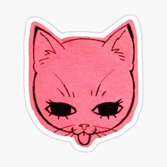 a pink sticker with an image of a cat's face