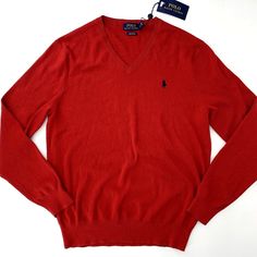 Polo Sweater Fast Shipping! Polo Ralph Lauren Long Sleeve Red V-Neck Sweater With Logo Embroidery On Chest New With Tags - $98.50 Lightweight Pullover 100% Pima Cotton Size Large Chest 22" (Armpit To Armpit) Length 28" Fast Shipping! Sweater Vest Mens, Hot Sweater, Polo Ralph Lauren Sweater, Red Pullover, Clean Environment, Ralph Lauren Long Sleeve, Vests Mens, Vintage Polo Ralph Lauren, Polo Sweater