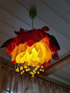 a colorful chandelier hanging from the ceiling