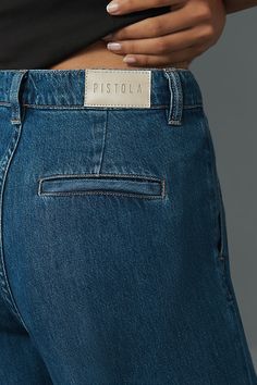 62% cotton, 38% cotton lyocell Front and back patch pockets Front zip Machine wash Imported | Victoria High-Rise Wide-Leg Jeans by Pistola in Blue, Women's, Size: 27, Cotton/Lyocell at Anthropologie High Rise Wide Leg Jeans, Knit Denim, Denim Details, Wide Leg Jeans, Anthropologie, Denim Dress, Wide Leg, Trousers, Outfit Inspo