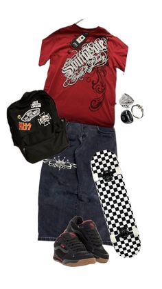 best outfit sk8 Sk8 Hi Outfit, Streetwear Outfit Ideas, Red X, Cool Kids Clothes, Dope Outfits