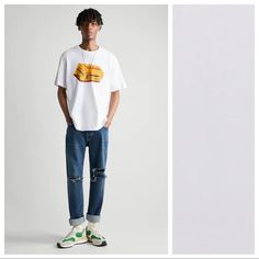 Nwt. Zara Man White Kodak Graphic T-Shirt With Round Neckline, Short Sleeves. Size M. Ref 4644/450. Pit To Pit 20" Flat, Shoulders 18", Sleeves 9,5", Length 30". 1005 Zara T-shirt With Letter Print And Relaxed Fit, Zara White T-shirt For Streetwear, Zara Tops With Graphic Print And Relaxed Fit, Casual Zara Tops With Letter Print, Zara Casual Tops With Letter Print, Casual Zara Top With Letter Print, Zara Cotton T-shirt With Graphic Print, Casual Zara T-shirt With Graphic Print, Zara Casual Shirt With Graphic Print