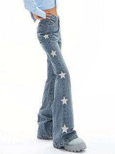 ⚡Buy 2024 Vintage Star Print High Rise Flare Jeans Blue L under $49.00 in Jeans at AnotherChill.com Online. Style: Casual/Street/Y2K/Vintage/Preppy/Punk/Hip Pop. Fabric Content: Cotton Blend. Fit Type: Slim Fit. Unique Design: Elevate your look with vintage star print jeans that command attention.. Y2K Style: Embrace the early 2000s fashion revival with these statement jeans.. High Waist Wonder: Achieve a flattering silhouette with a high waist design that adds flair to your outfit.. Comfy Chic: Preppy Punk, Statement Jeans, Brand Aesthetic, High Rise Flare Jeans, Street Y2k, Early 2000s Fashion, Denim Decor, Streetwear Mode, Vintage Preppy