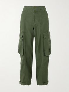 FRAME Cotton boyfriend cargo pants | NET-A-PORTER Utility Parachute Pants With Flap Pockets, Utility High-waisted Cargo Pants, Relaxed Fit Straight Cargo Pants, Baggy Cargo Jeans For Work, Utility Cargo Jeans With Cargo Pockets, High Waist Cargo Pants With Cargo Pockets For Work, Utility Straight Leg Parachute Pants With Cargo Style, Utility Straight Leg Cargo Style Parachute Pants, Military Wide Leg Cargo Pants With Flap Pockets