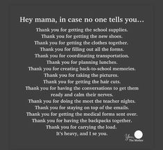 a poem written in black and white with the words thank you for getting out of school